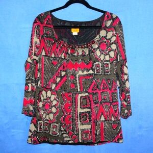 Ruby Rd. Woman Abstract Print Embellished Tunic 1X